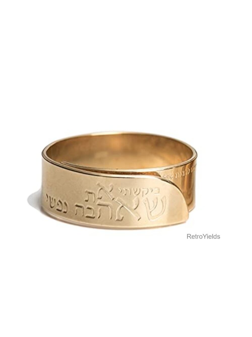 18K Yellow Gold Plated Adjustable Hebrew Love Verse Ring